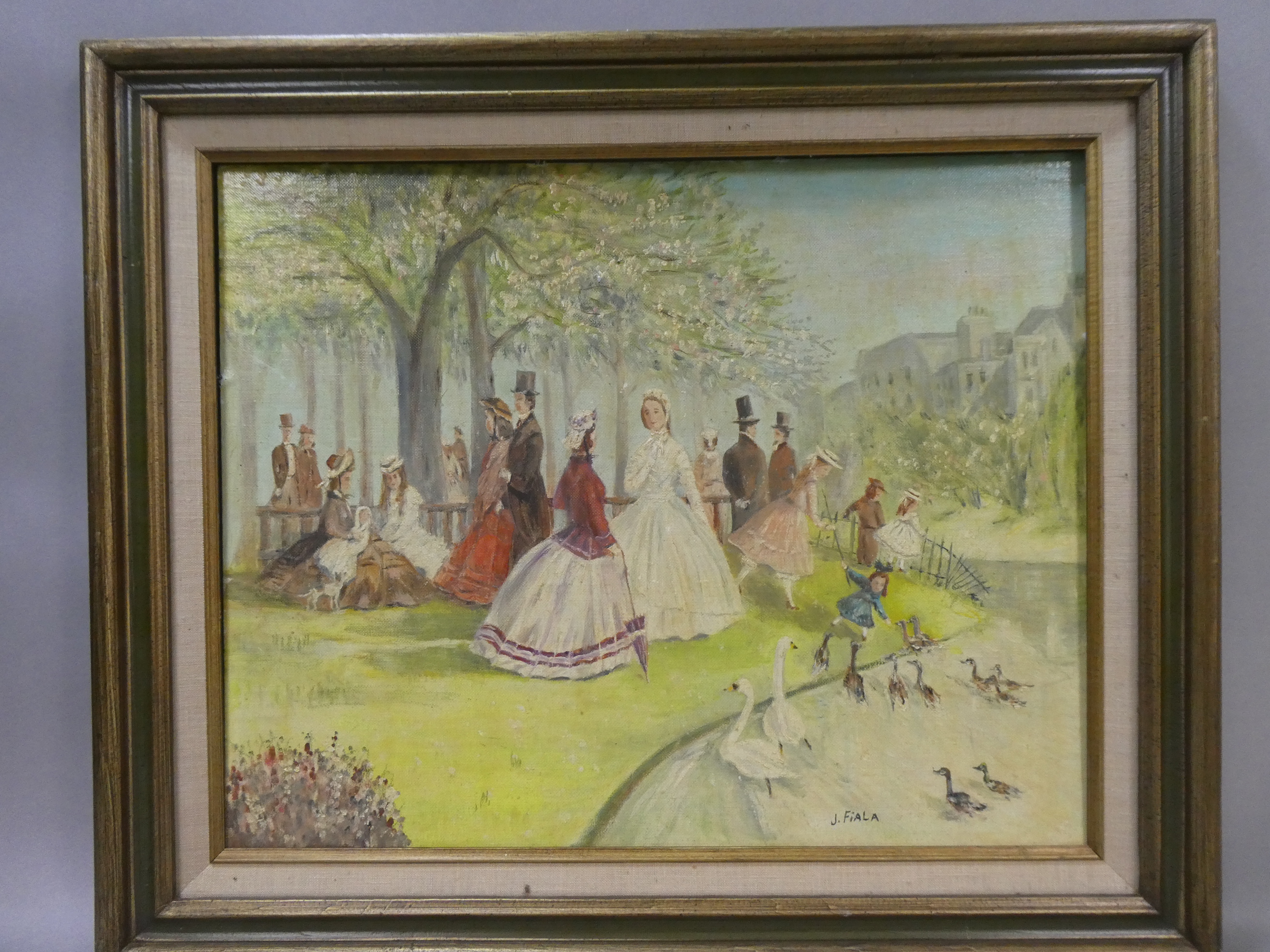 Josef Fiala English Park Scene Oil Painting