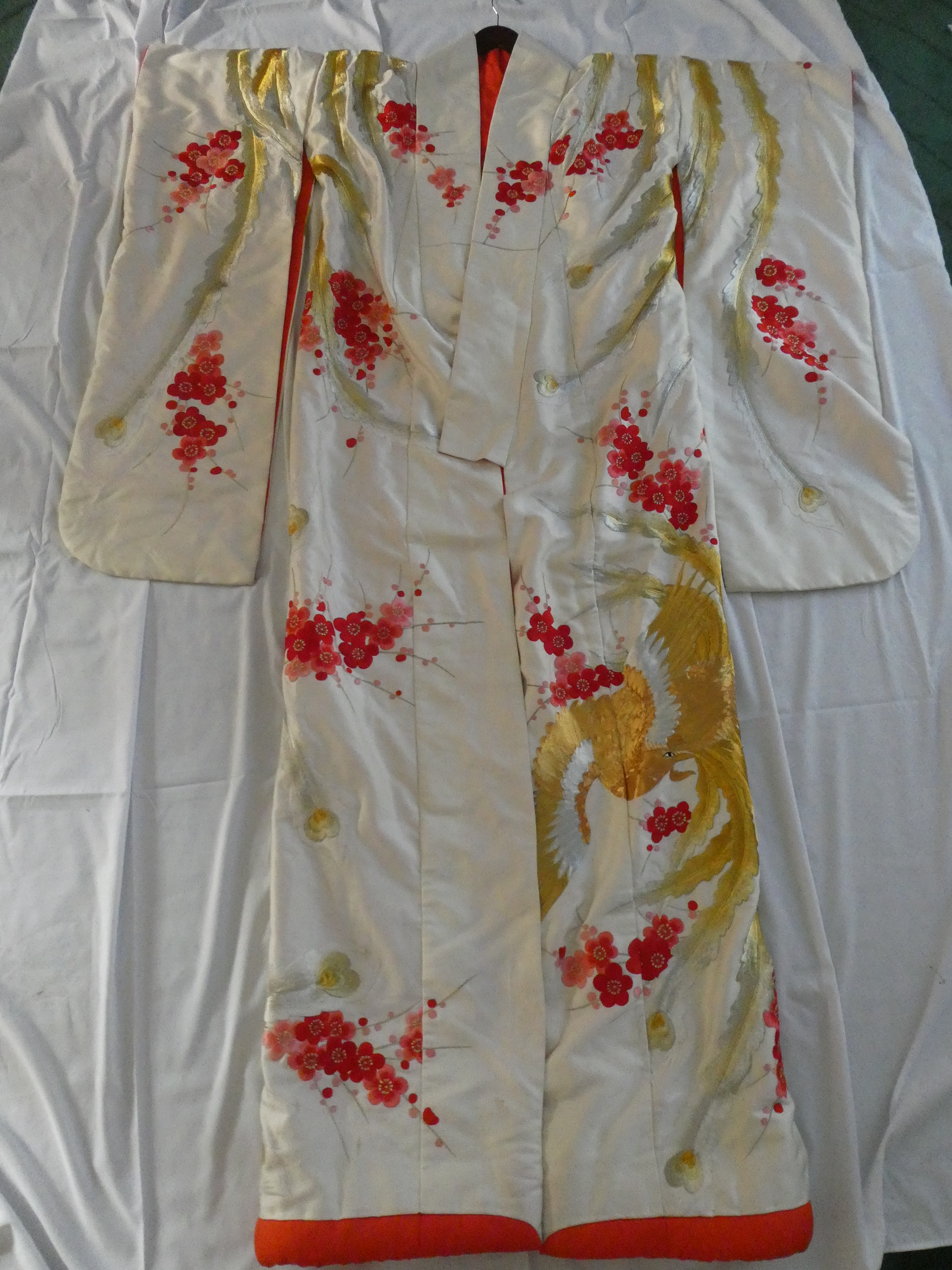 Vintage 1960's Japanese Ceremonial Phoenix Bird Wedding Kimono