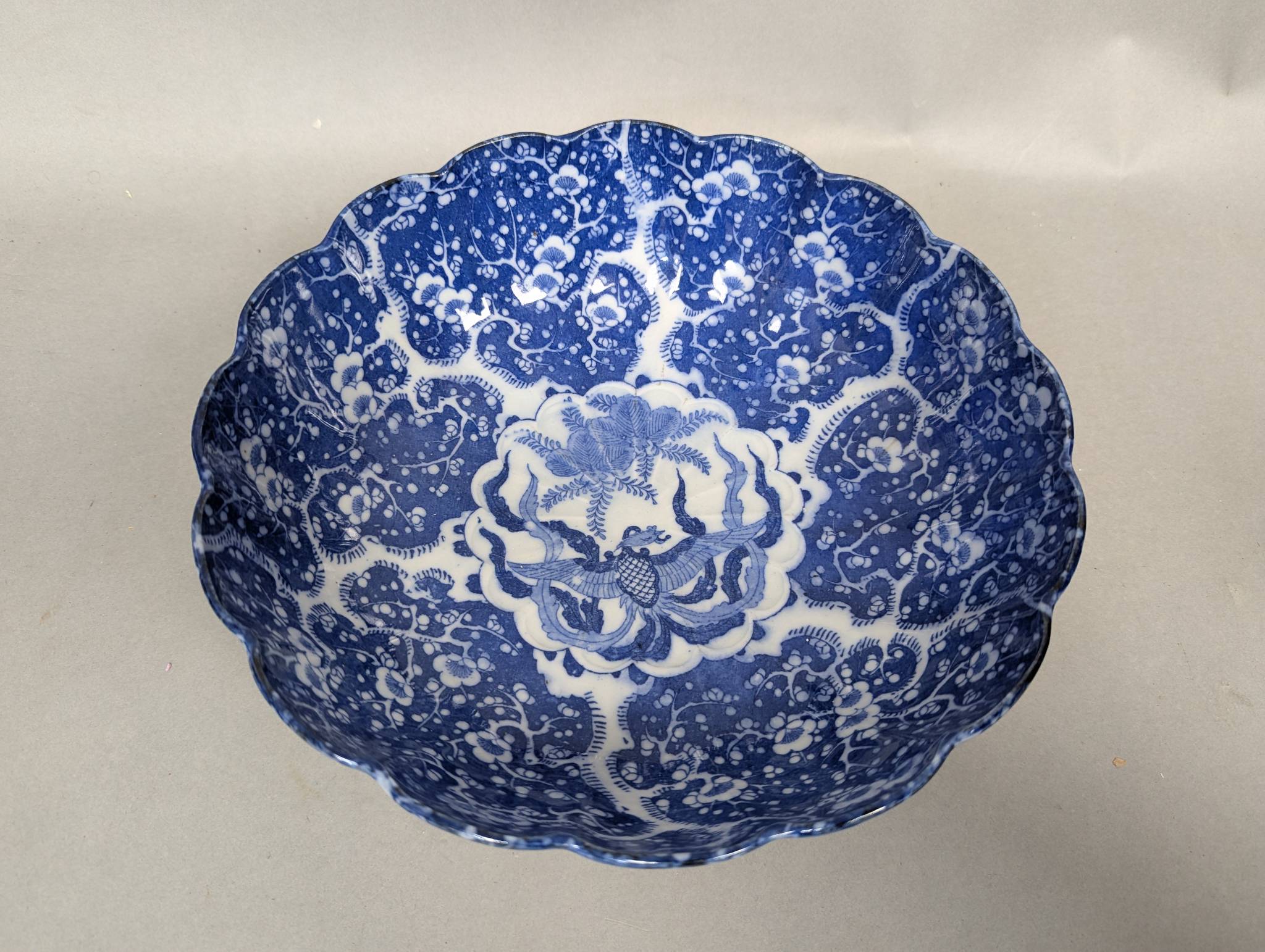 Chinese Blue and White Porcelain Bowl with Floral Motif