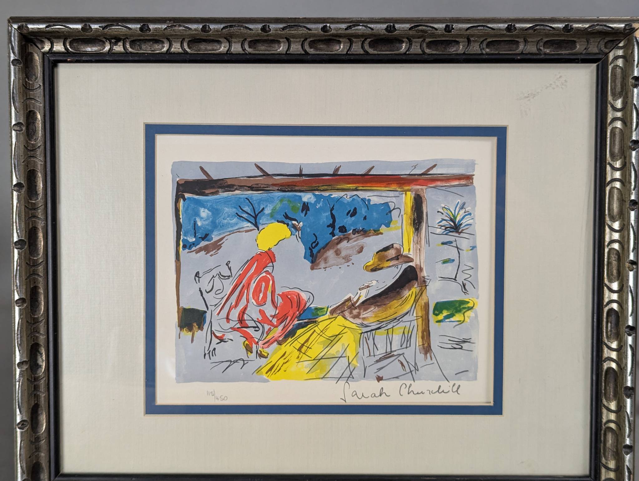 Framed Lithograph Visit With Winston by Sarah Churchill