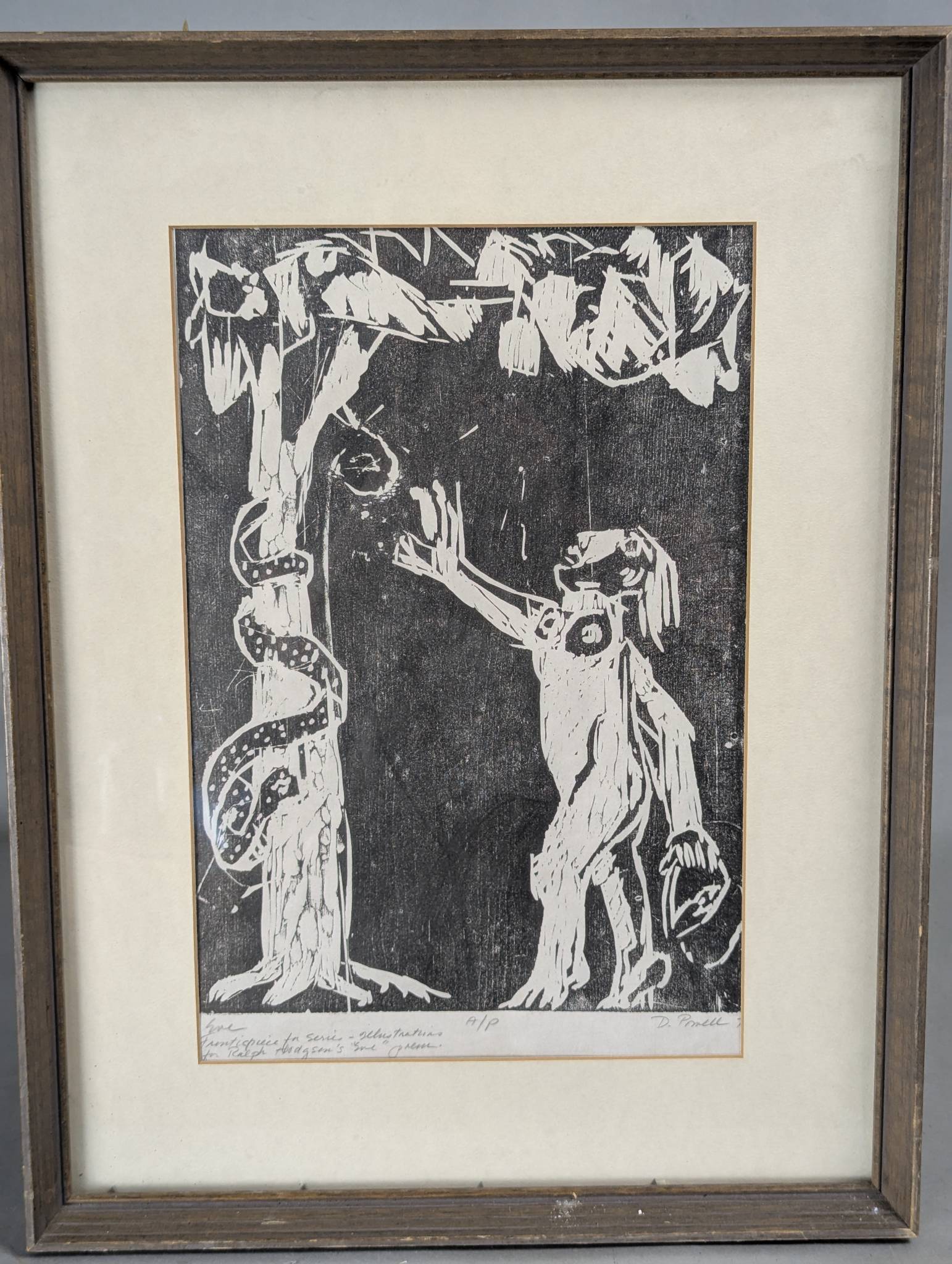 Artist Proof Woodcut Illustration Signed by D Powell