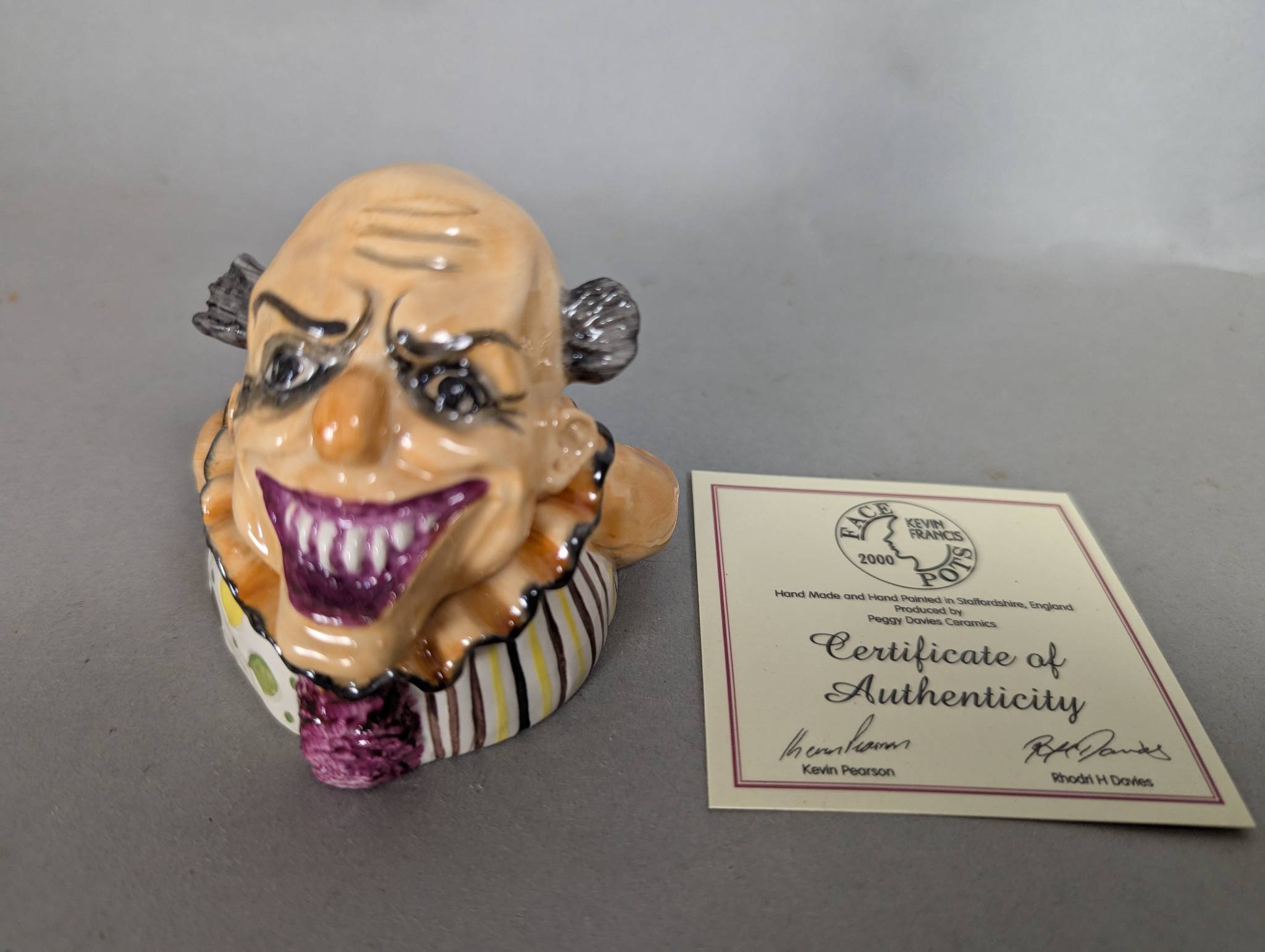 Kevin Francis Face Pots Clown Figurine with Certificate of Authenticity