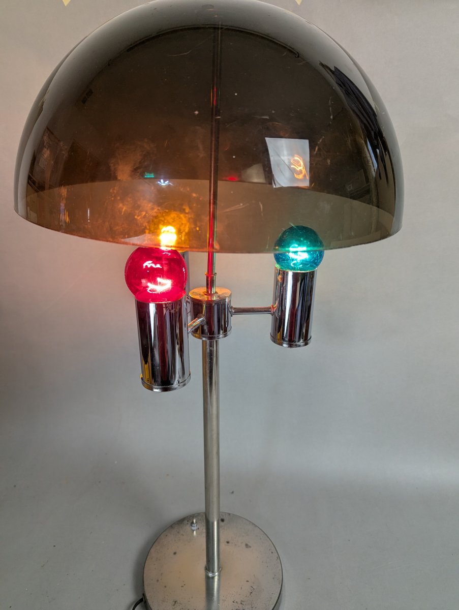 Vintage Chrome and Acrylic Table Lamp Mid Century Modern Lighting