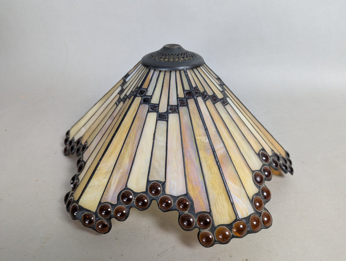 Dale Tiffany Inc Leaded Stained Slag Glass Shade Unique Art Deco Design