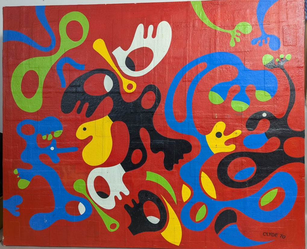 Vibrant Abstract Oil Painting by Clyde 1970