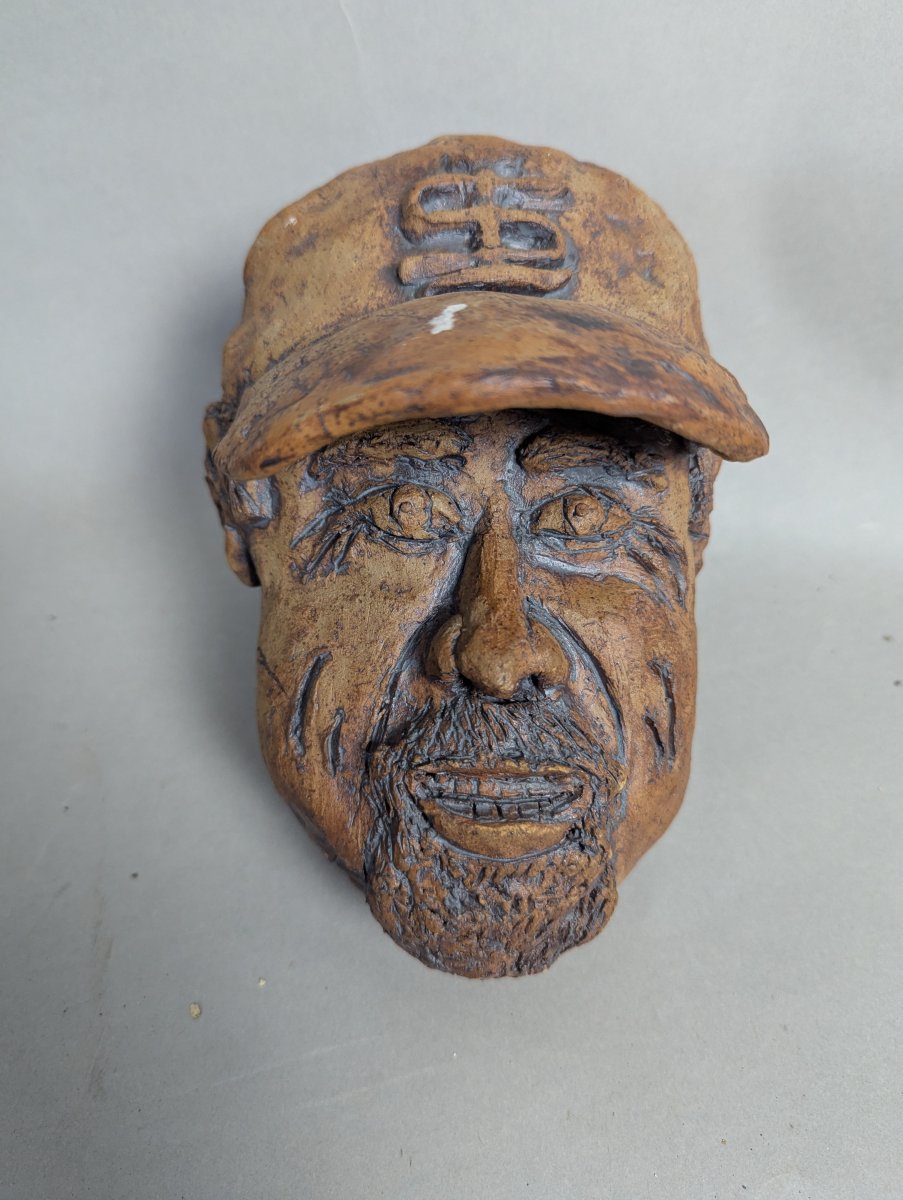 San Francisco Baseball Player Terra Cotta Sculpture Bust Unique Art Piece