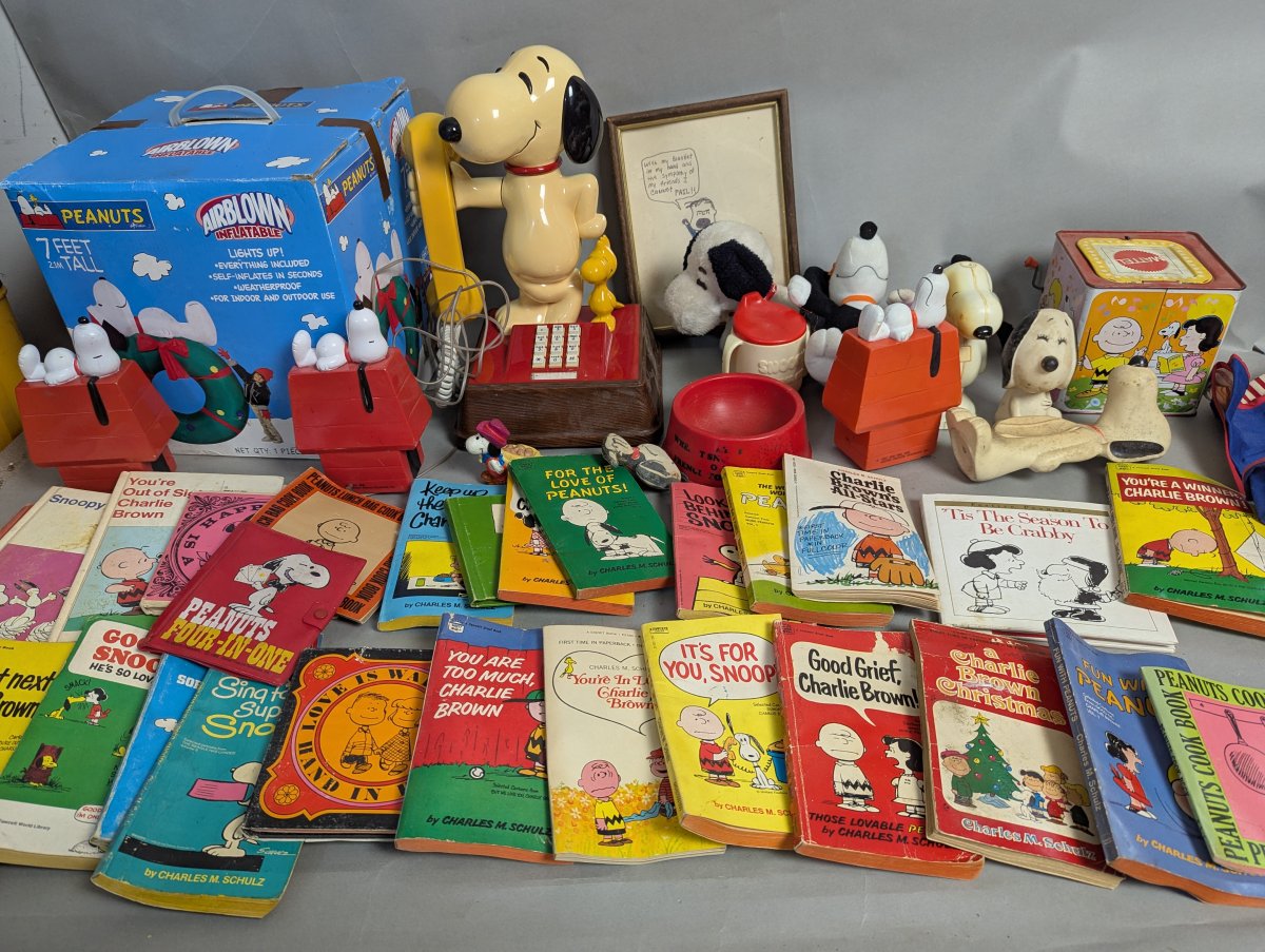 Huge Peanuts Memorabilia Collection Vintage Toys Figurines Books
