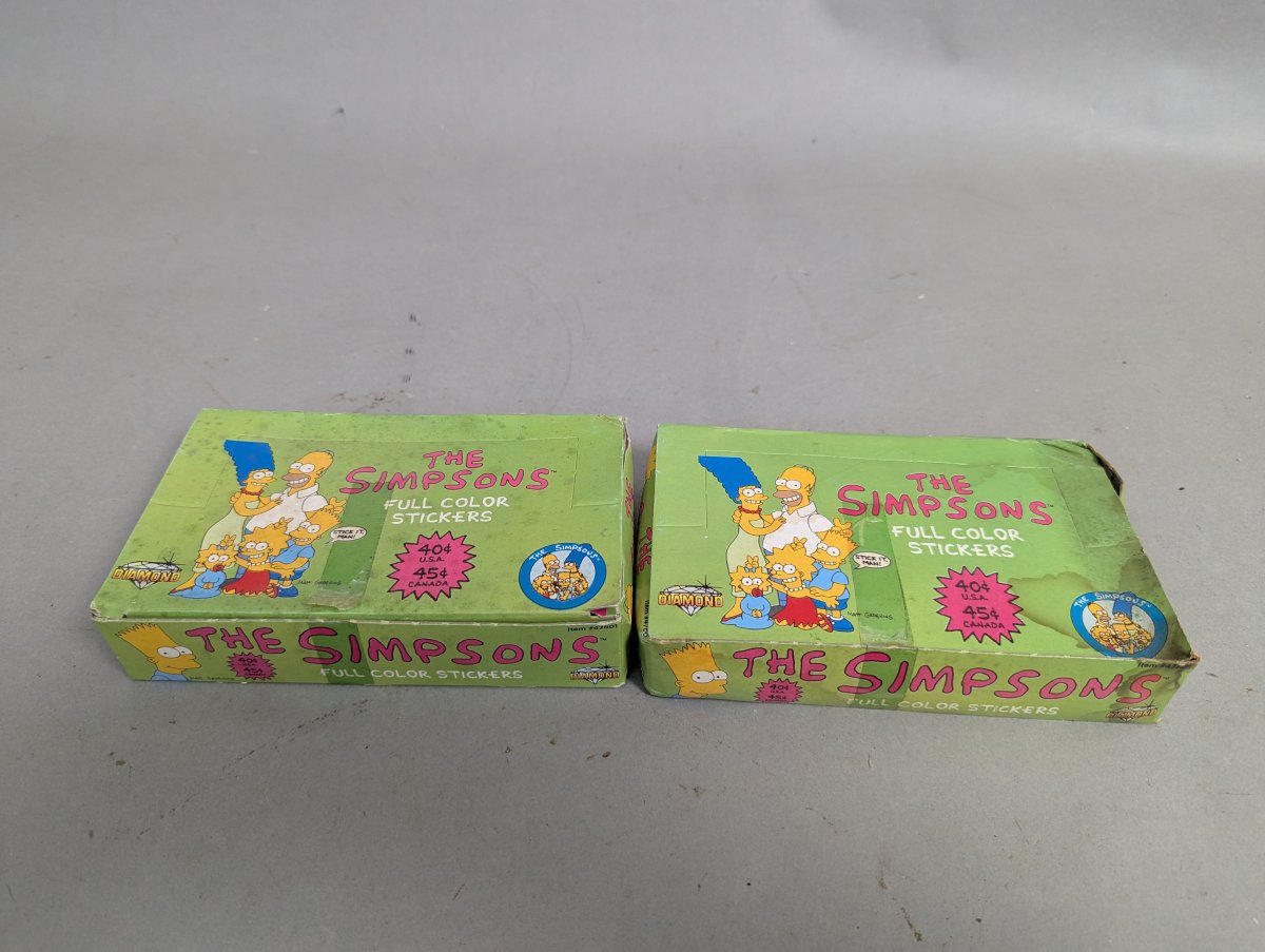 Vintage The Simpsons Full Color Stickers Display Boxes Lot