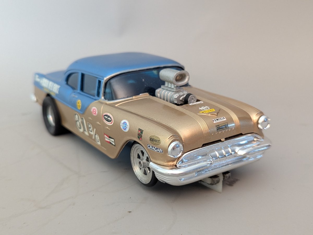 Vintage Custom-Built 1957 Pontiac Gasser 1/24 Scale Slot Car Unique Drag Racing Collectible