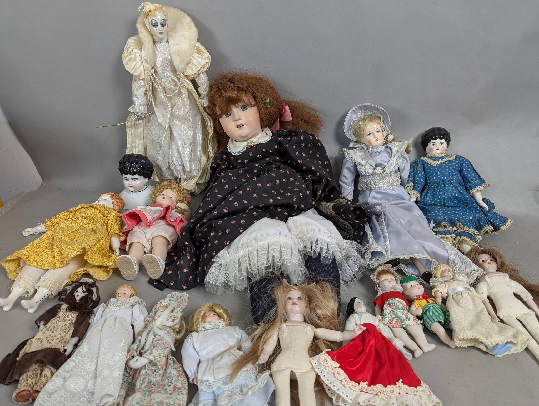 17 Vintage China and Bisque Dolls Assorted