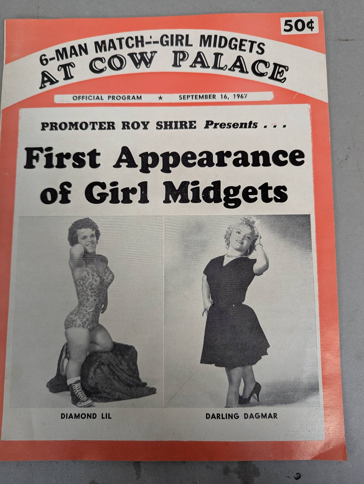 Official Program for 6-Man Match Girl Midgets at Cow Palace 1967