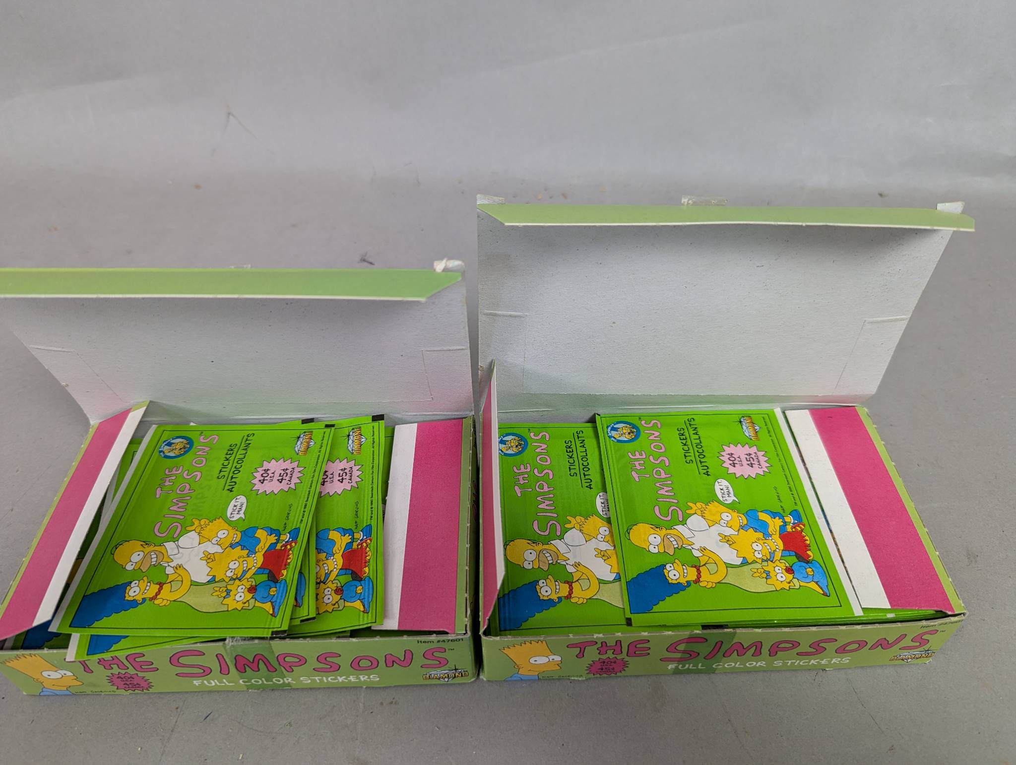 2 Boxes The Simpsons Full Color Sticker Box with Contents