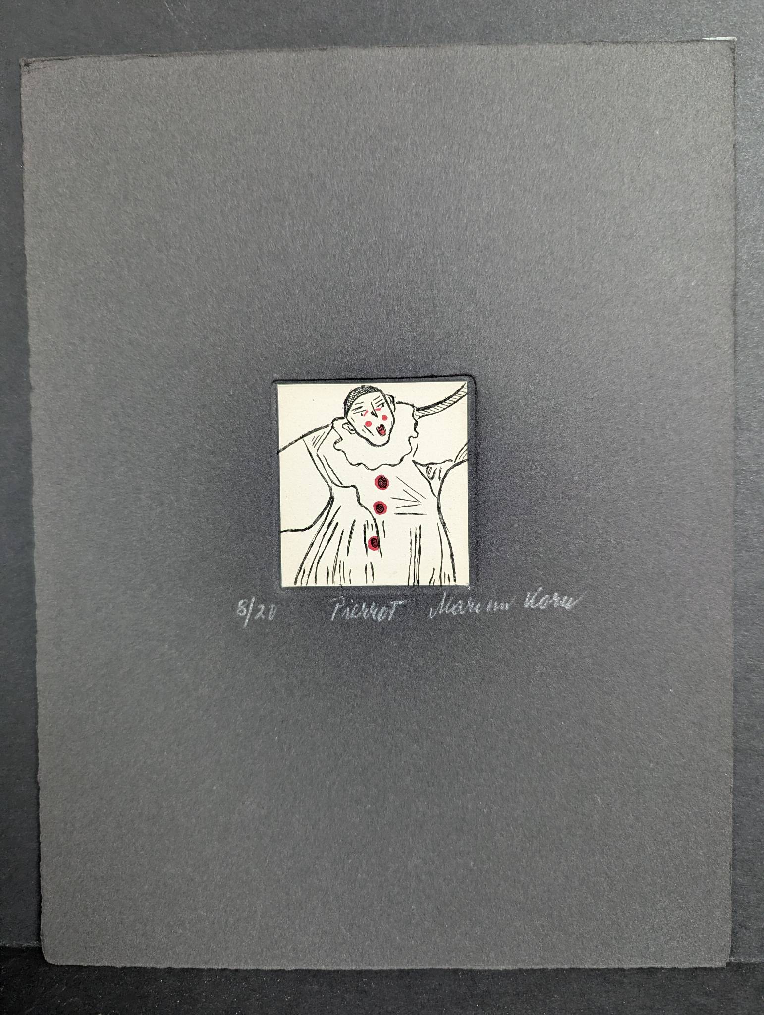 Japanese Woodblock Print Pierrot by Marian Korn