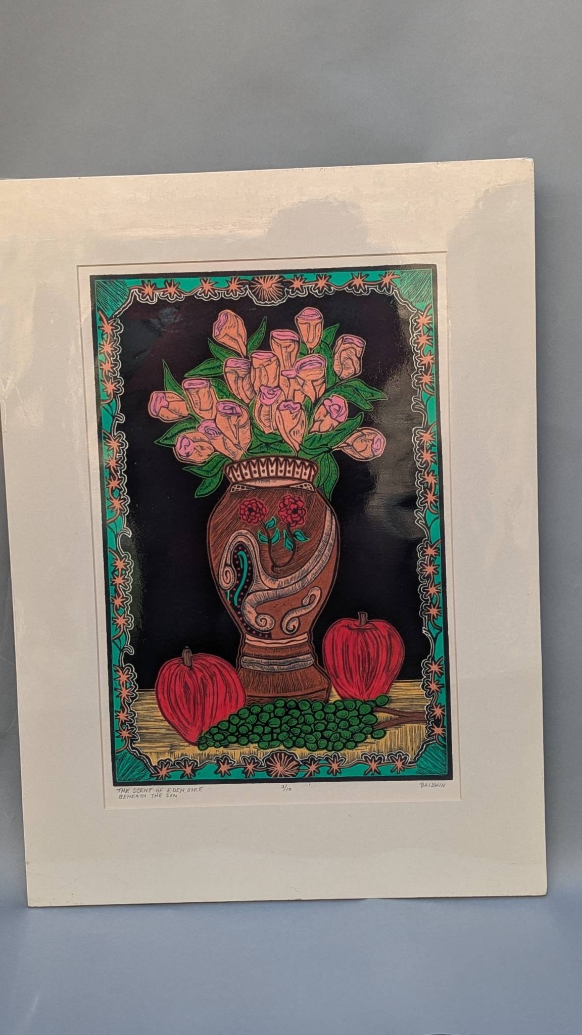 Dan Baldwin Art Print with Vase and Floral Motif