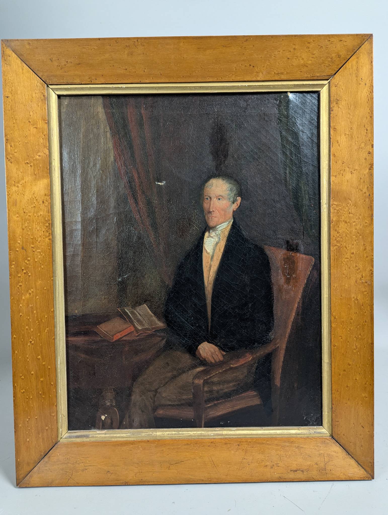American School Oil Painting Portrait of a Distinguished Gentleman c 1840s