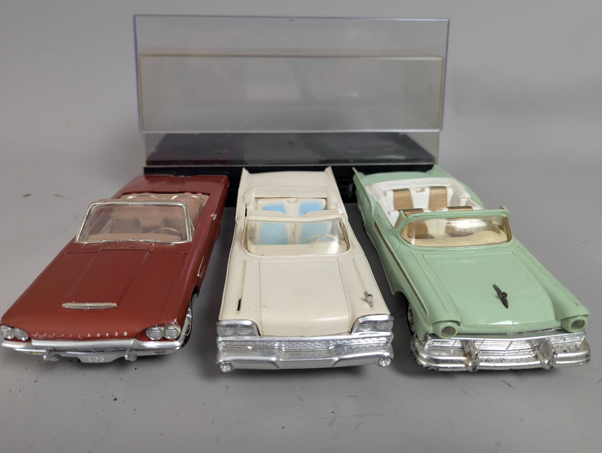 Plastic and AMT Inc Promo Model Ford Convertible Cars with Display Cases