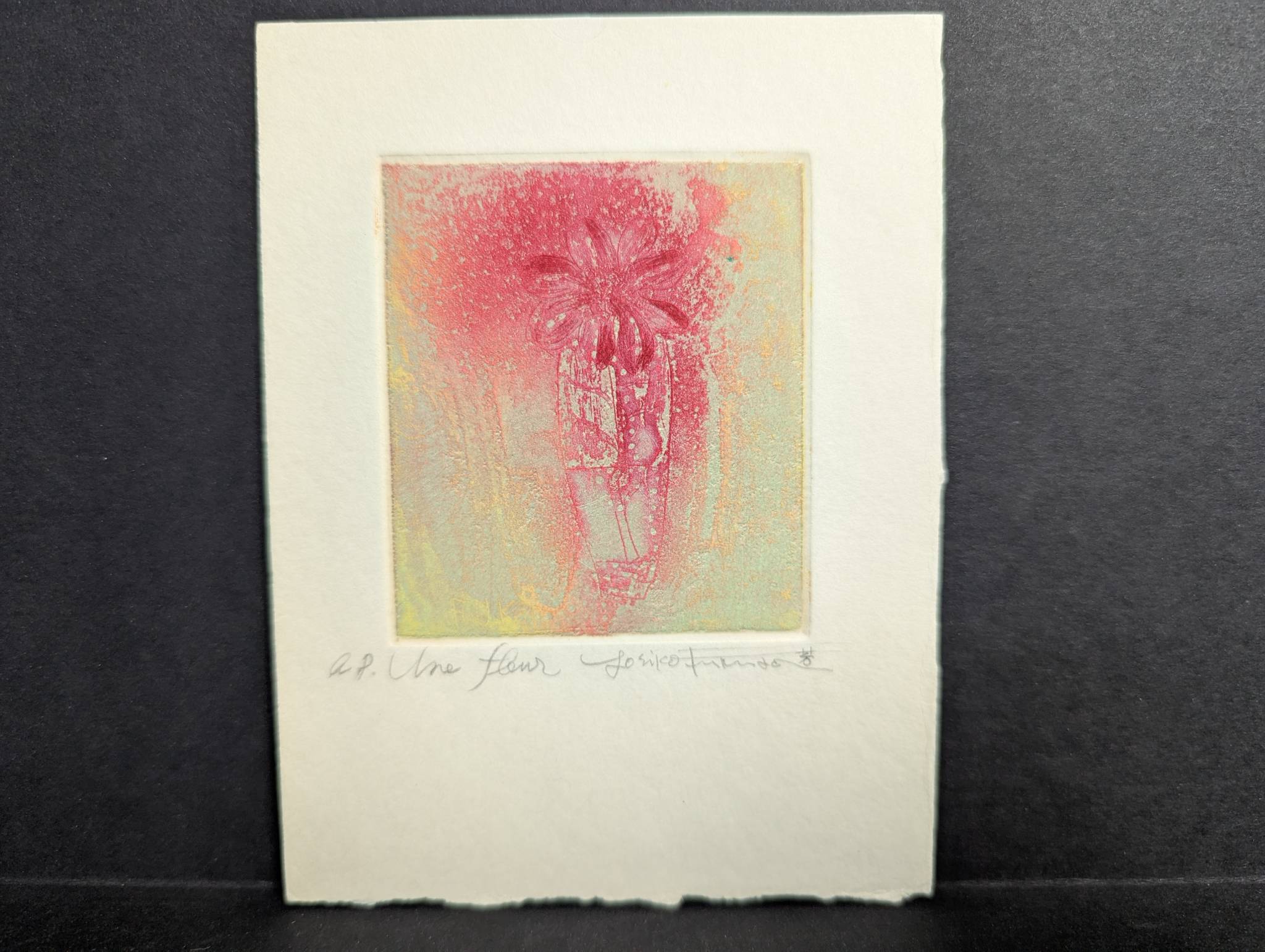Artist Proof Etching Titled Une Fleur By Yoshiko Fukuda