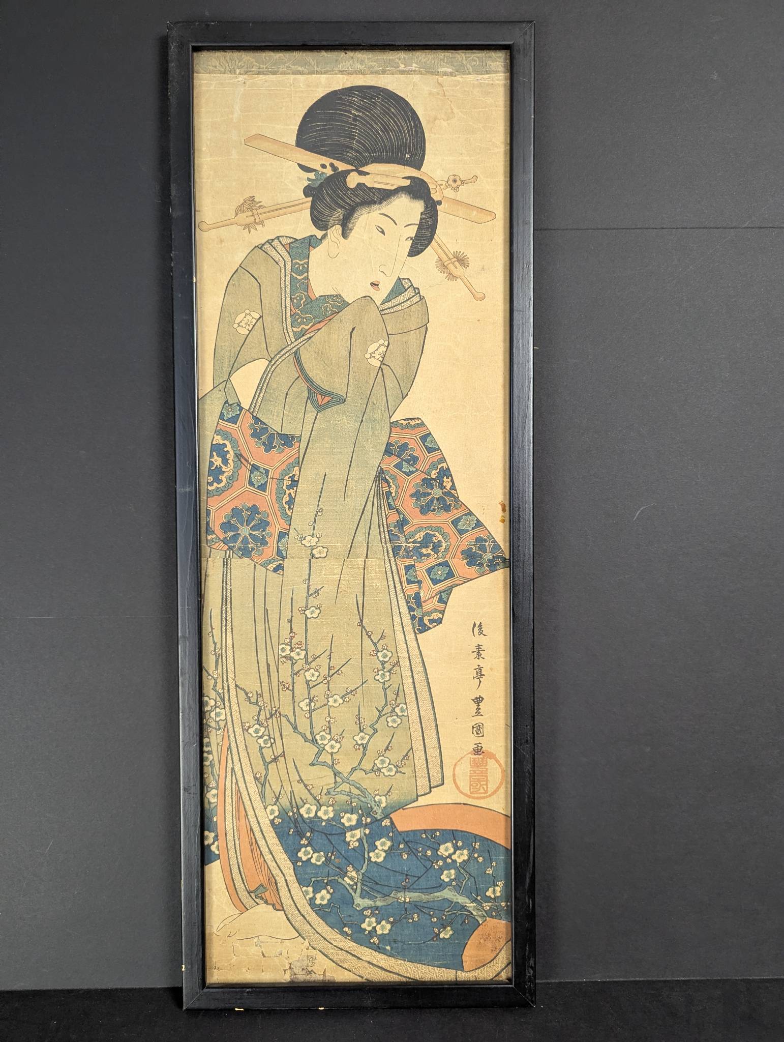 Japanese Woodblock Print by Utagawa Toyokuni III Depicting a Woman Original 19th Century