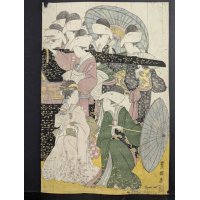 Original 18th Century Japanese Woodblock Print by Utagawa Toyokuni I, Courtesans