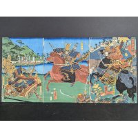 Utagawa Yoshitora Original 19th Century Japanese Woodblock Print Triptych