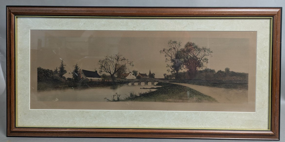 Framed Landscape Print The Old Mill Brook by Ernest Rost