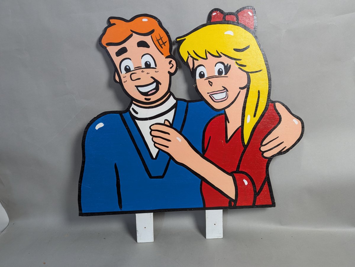 Archie and Betty Double Sided Painted Plywood Comic Sign Art