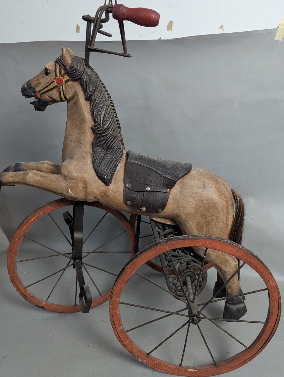 Charming Horse Tricycle Ideal for Collectors and Decor Enthusiasts
