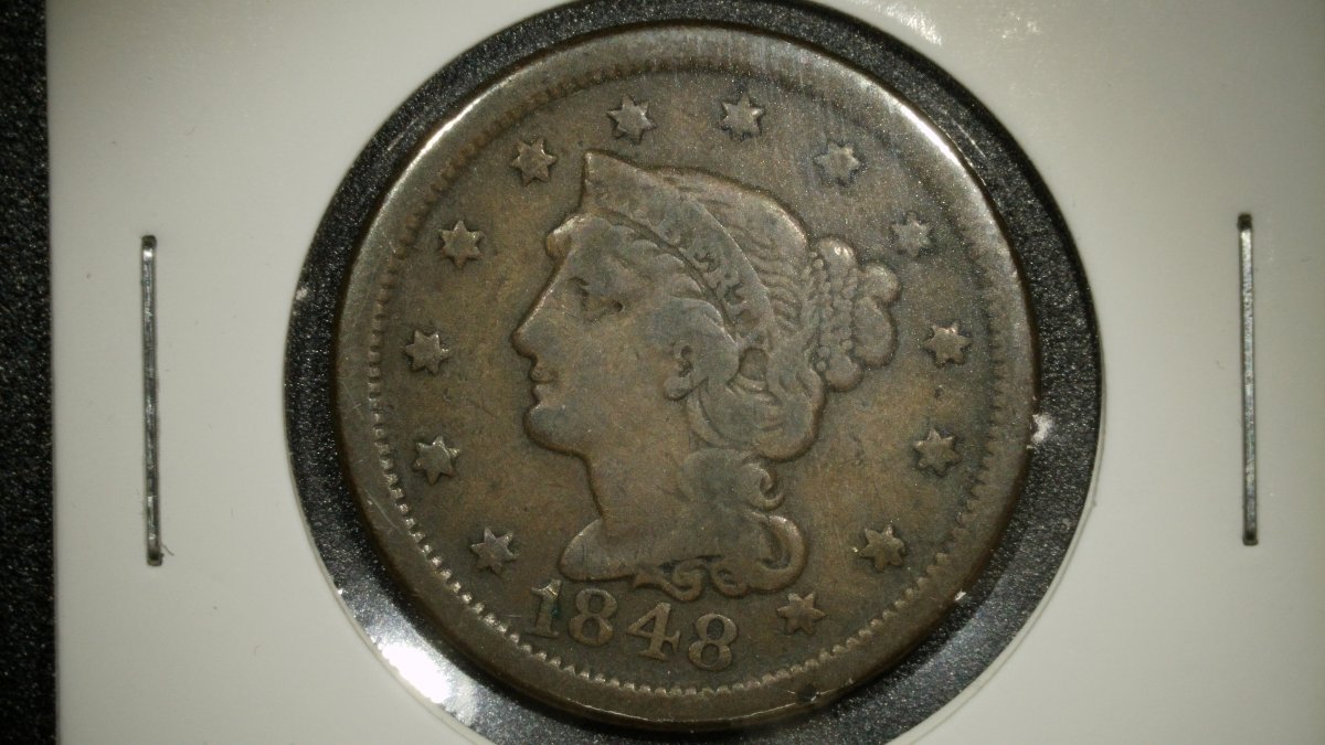 1848 Braided Hair Large Cent Fine Christian Gobrecht US Coin