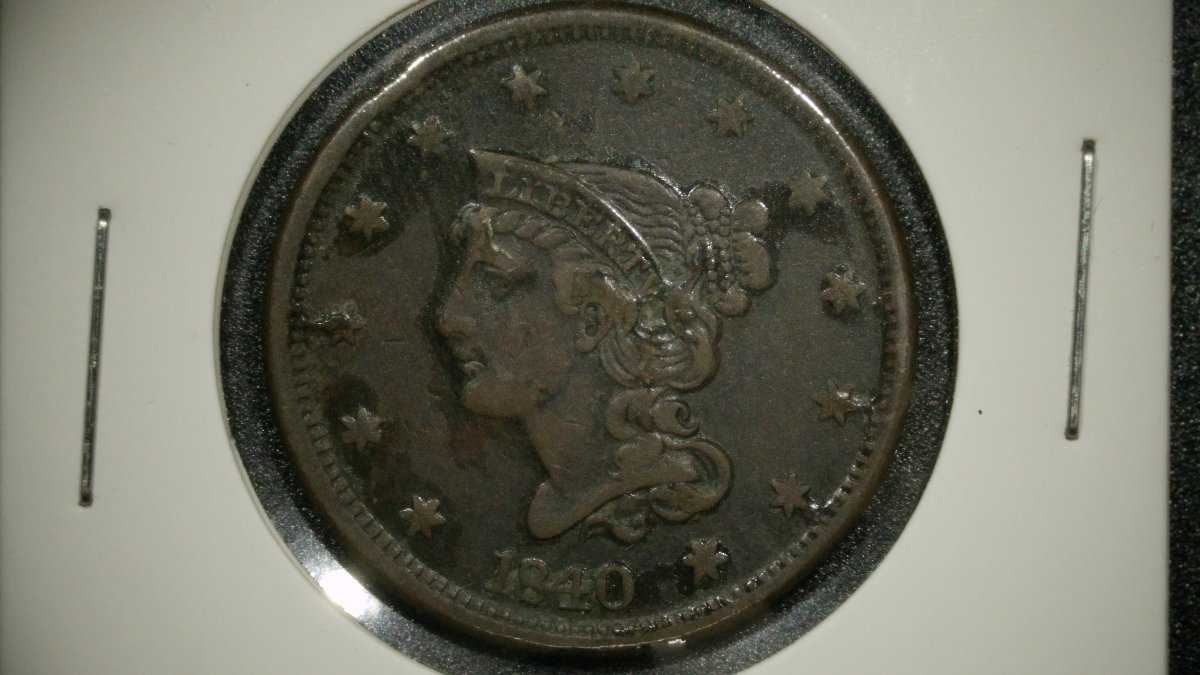 1840 Braided Hair Large Cent V.F. by Christian Gobrecht - Collectible US Coin