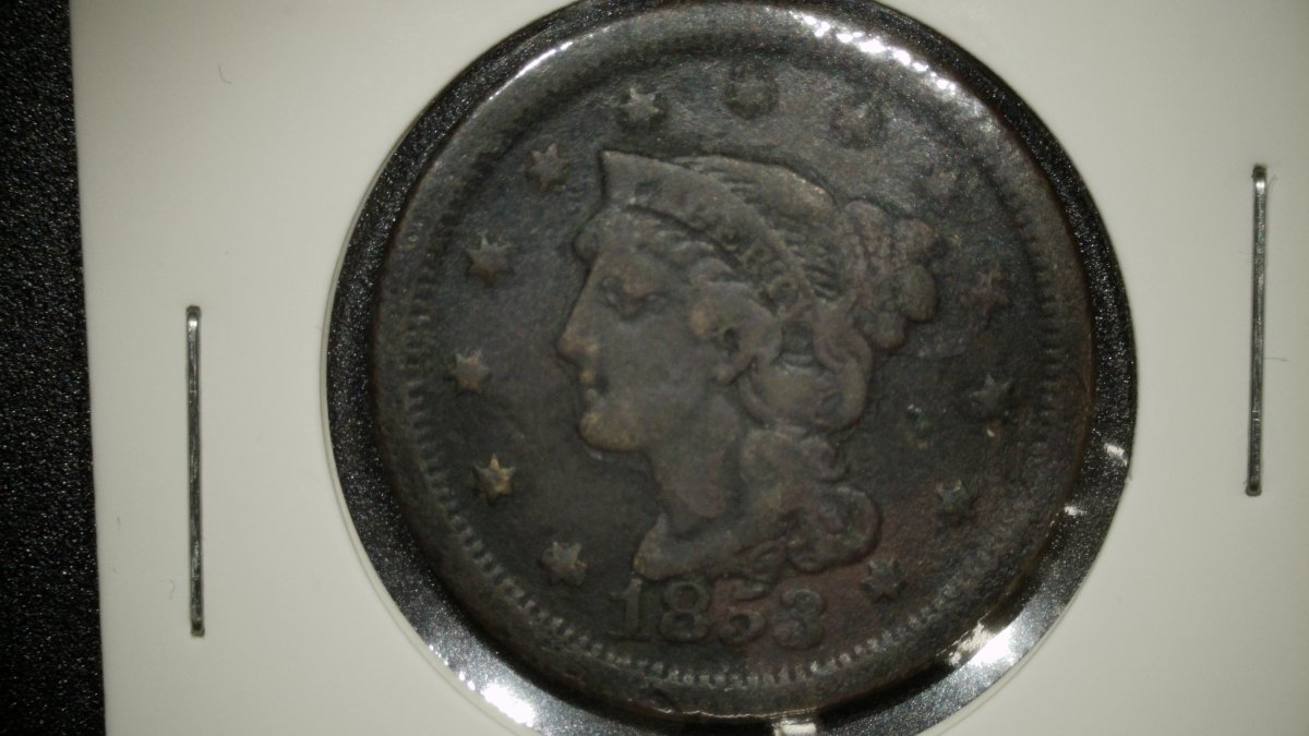 1853 Braided Hair Large Cent G Christian Gobrecht US Coin Collectible