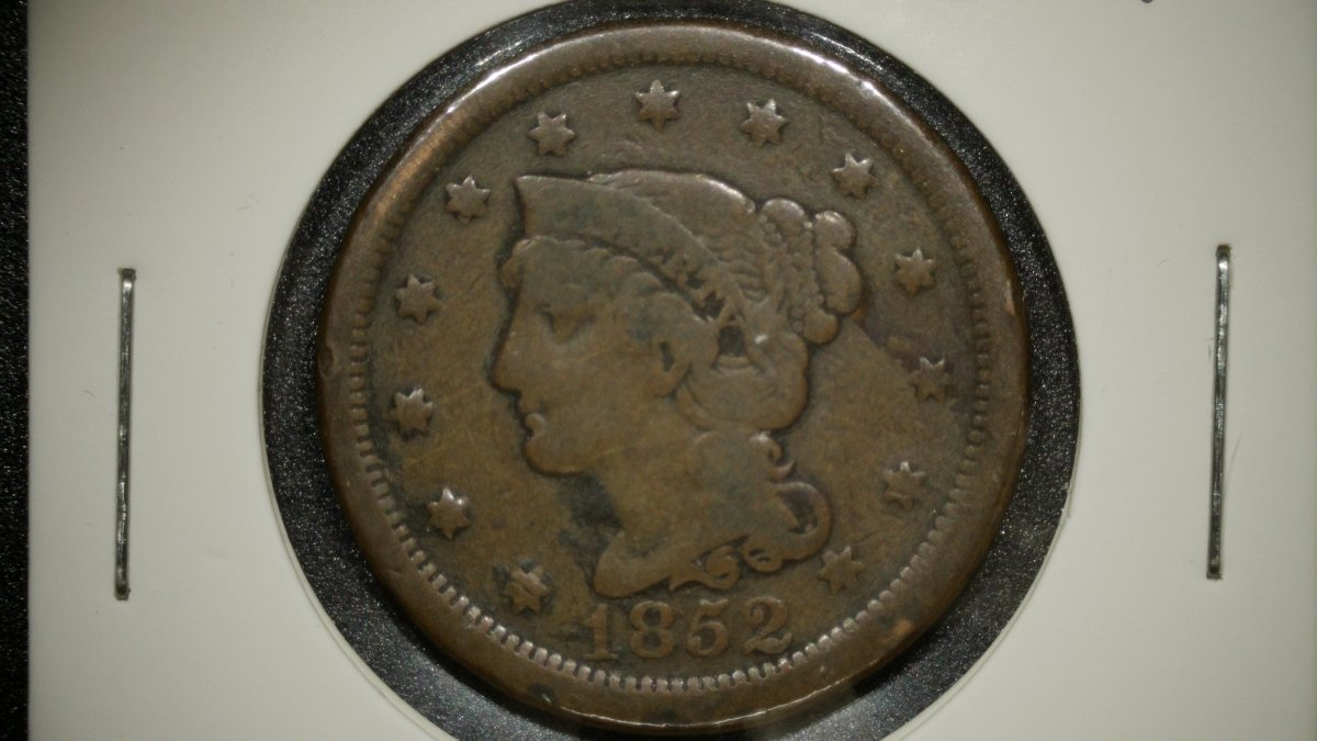 1852 Braided Hair Large Cent V.F. by Christian Gobrecht - Collectible US Coin