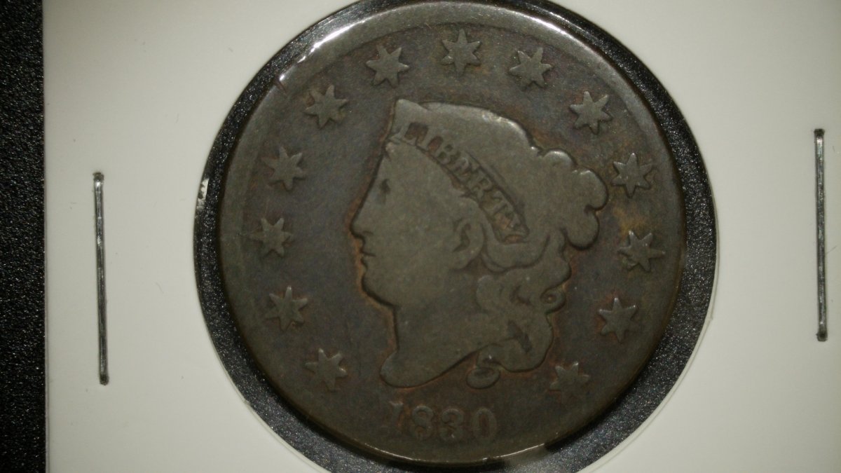 1830 Coronet Head Large Cent V.G. - Christian Gobrecht Design - Collectible Copper Coin