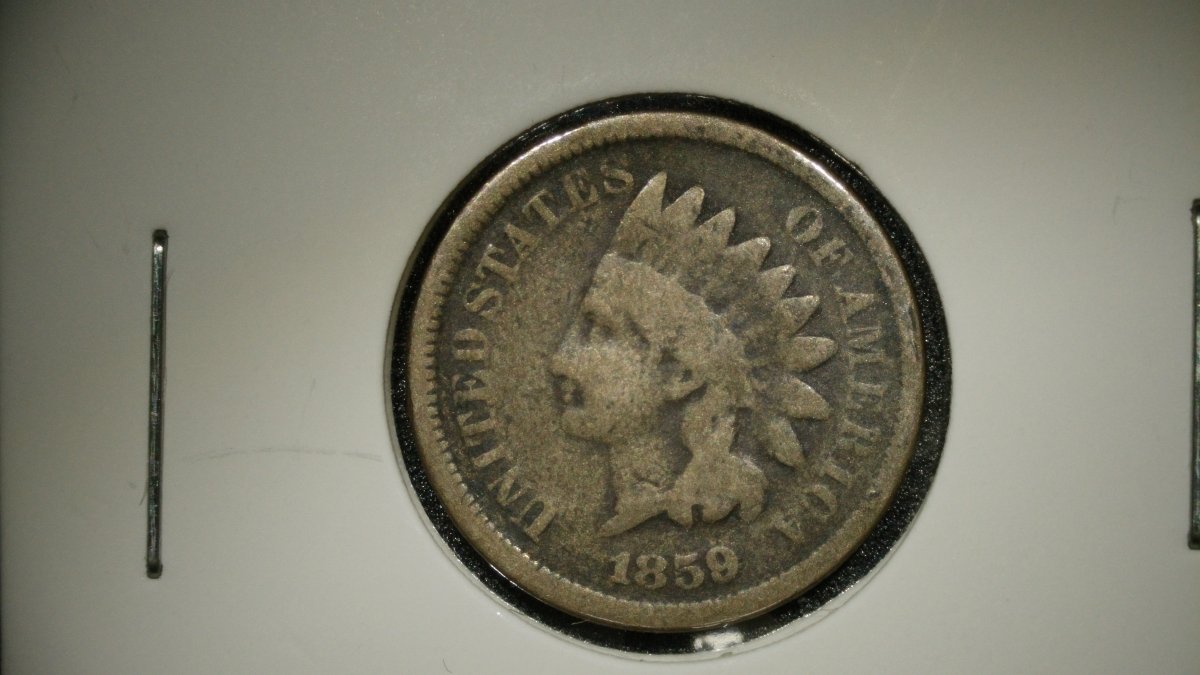 1859 Indian Head Cent by James Barton Longacre - Grade V.G. (Very Good) Coin