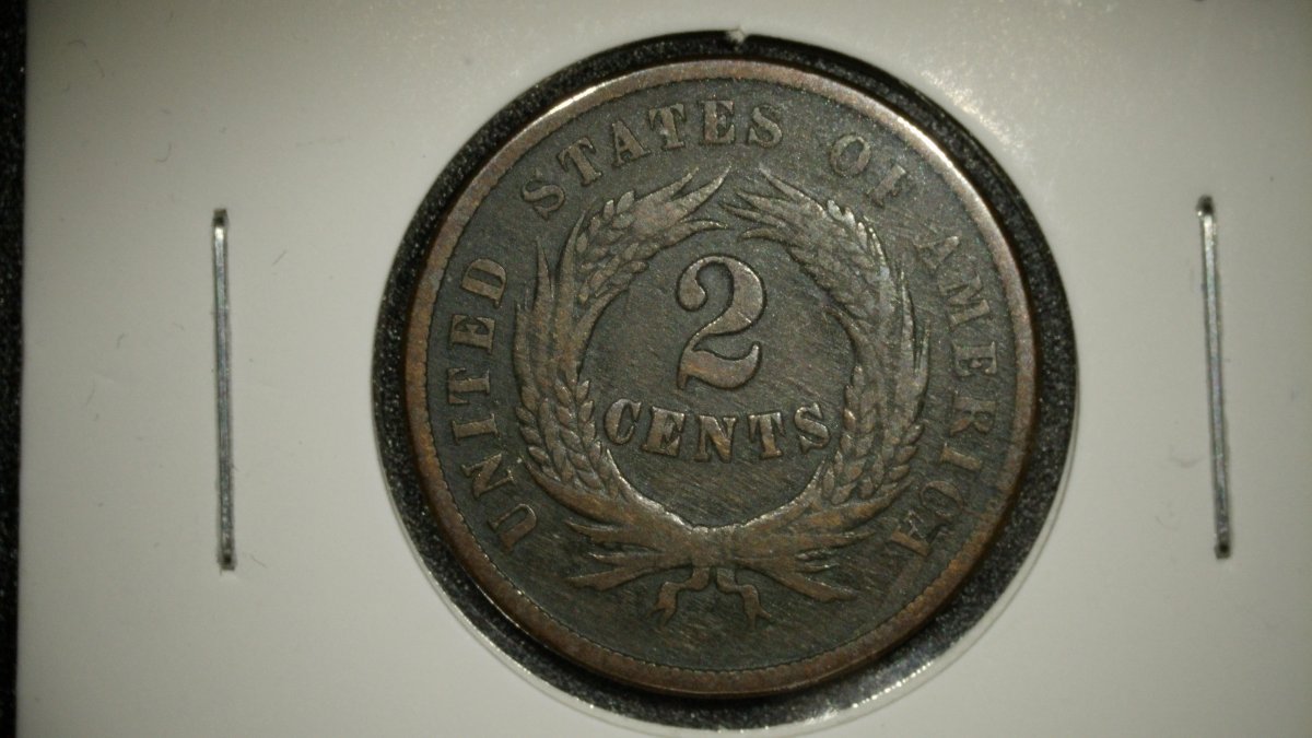 1864 United States Two Cent Piece F. Holed Historical Coin Collector Item