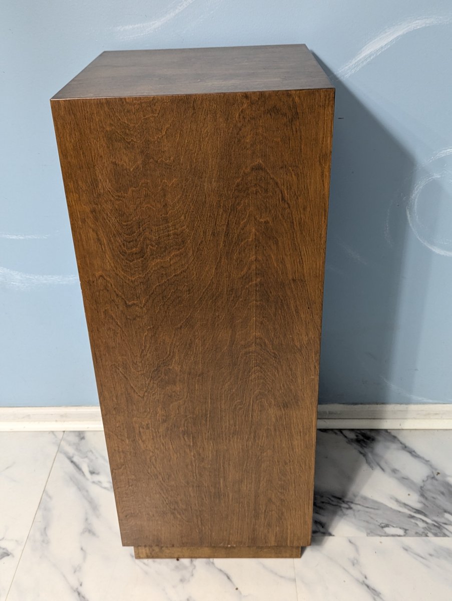 Modern Wood Veneer Display Pedestal for Art and Decor, Stylish and Versatile Stand