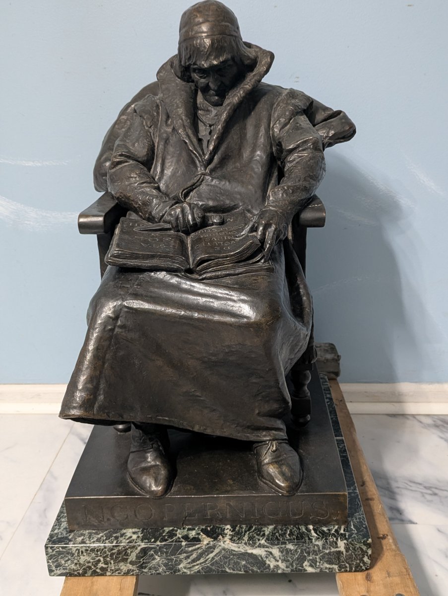 Bronze Sculpture of Nicolaus Copernicus by Teodor Rygier Historical Collectible 1893