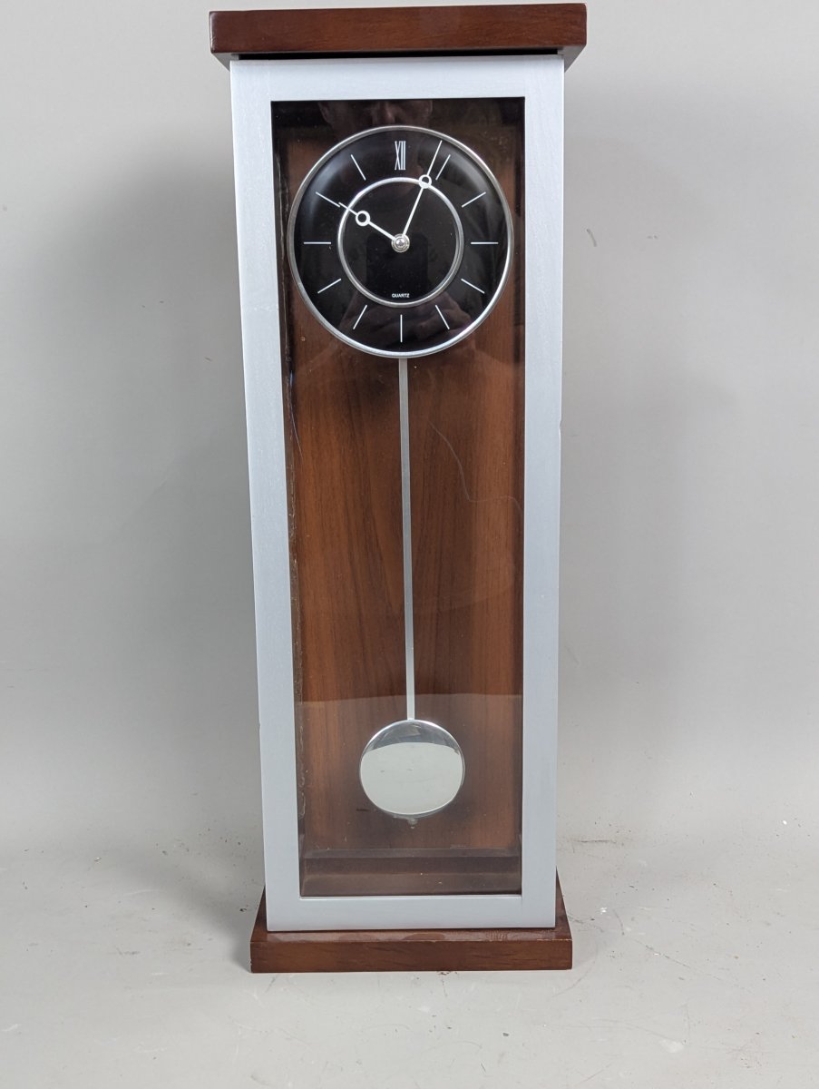 Mid-Century Modernist Regulator-Style Pendulum Clock Minimalist Design Quartz