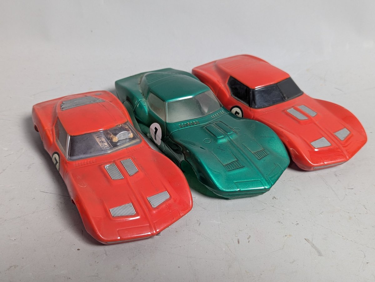 Vintage Lancer Mako Shark Corvette 1/24 Scale Slot Car Bodies Collection of 3