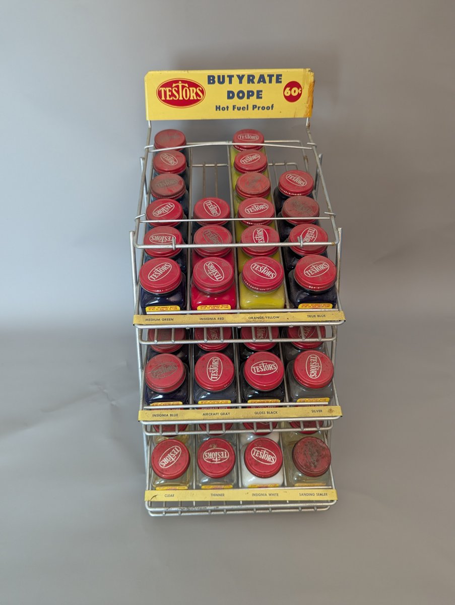 Vintage Testors Butyrate Dope Store Display Rack with 55 Bottles Collectible Memorabilia