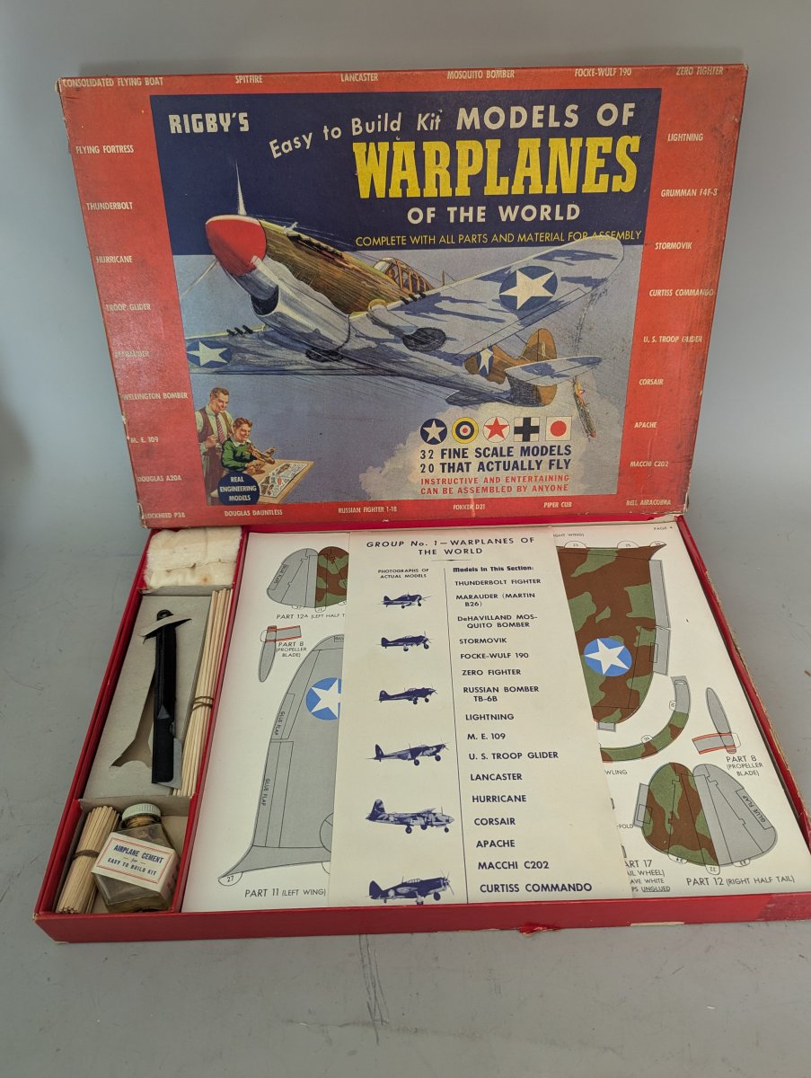 Rigby's Easy to Build Kit Models of Warplanes of the World Vintage WWII Model Kit