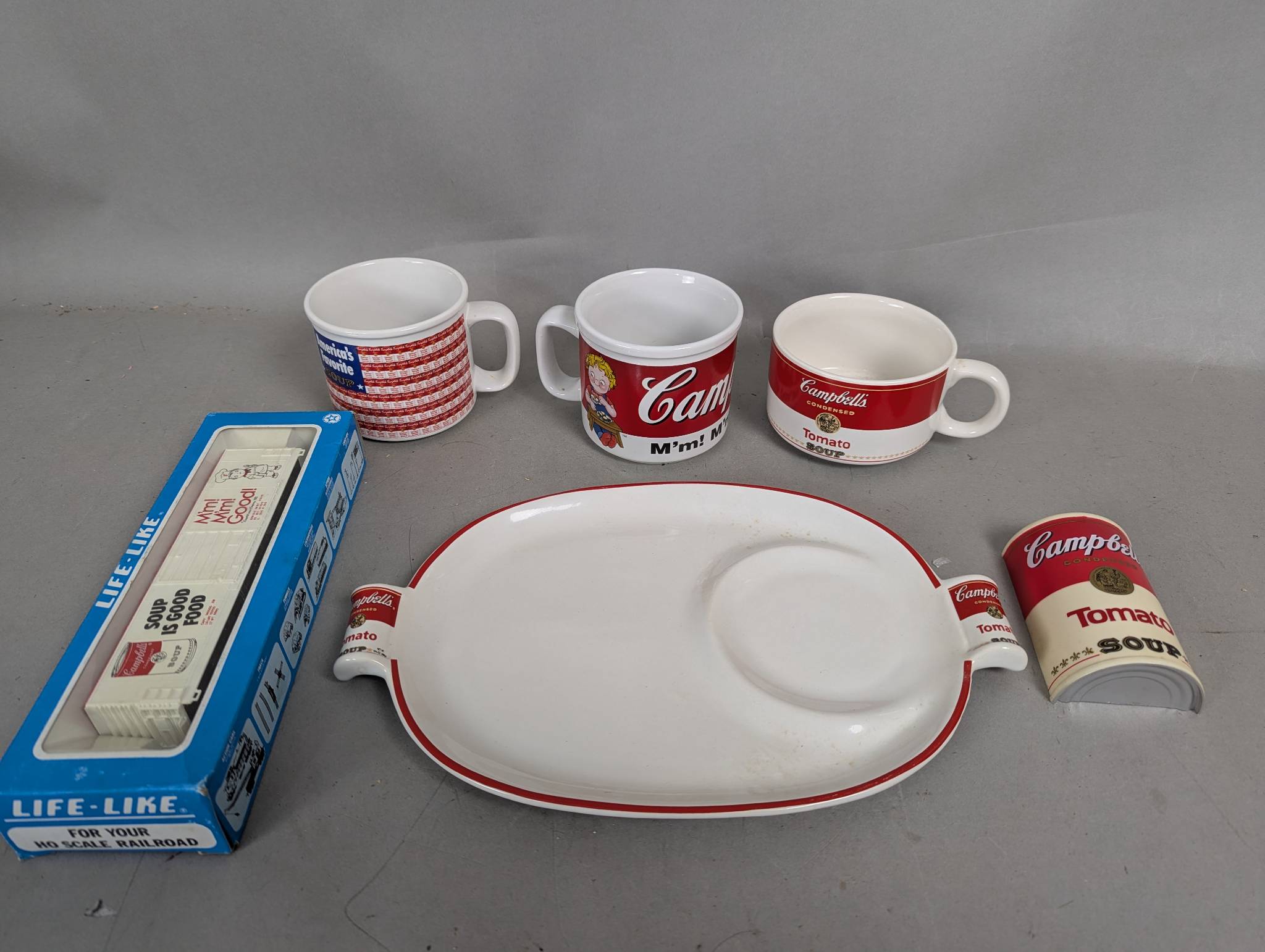 Campbells Soup Collectibles Set with Train Car and Platter