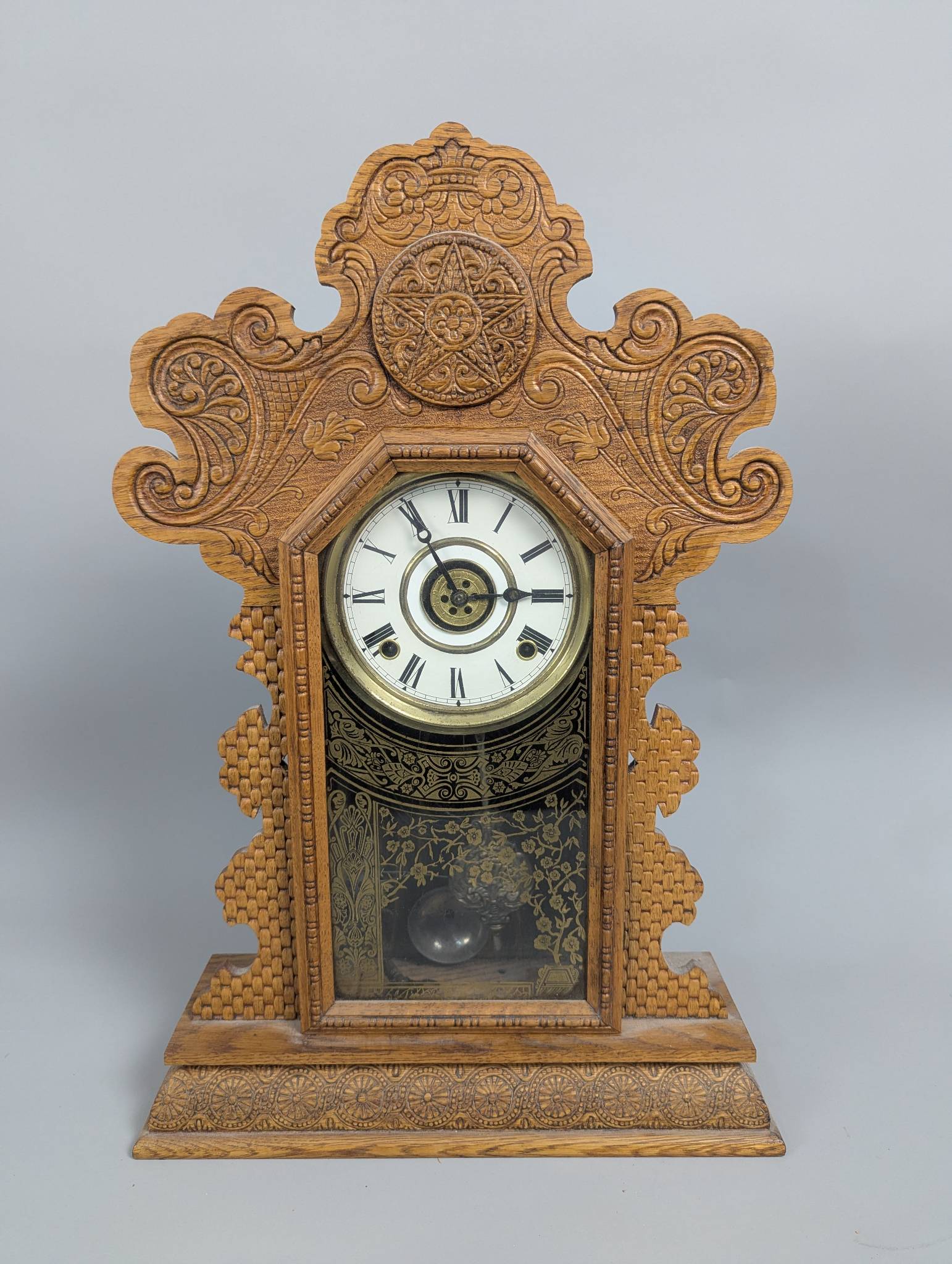 Antique Gingerbread Mantle Clock by The E Ingraham Co