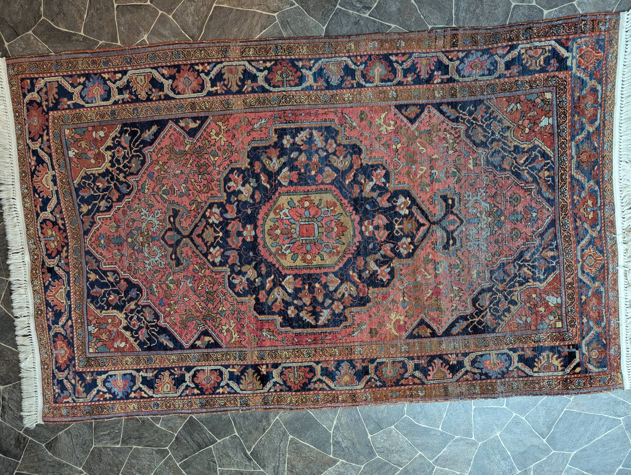 Antique Persian Sarouk Farahan Rug with Central Medallion and Floral Pattern