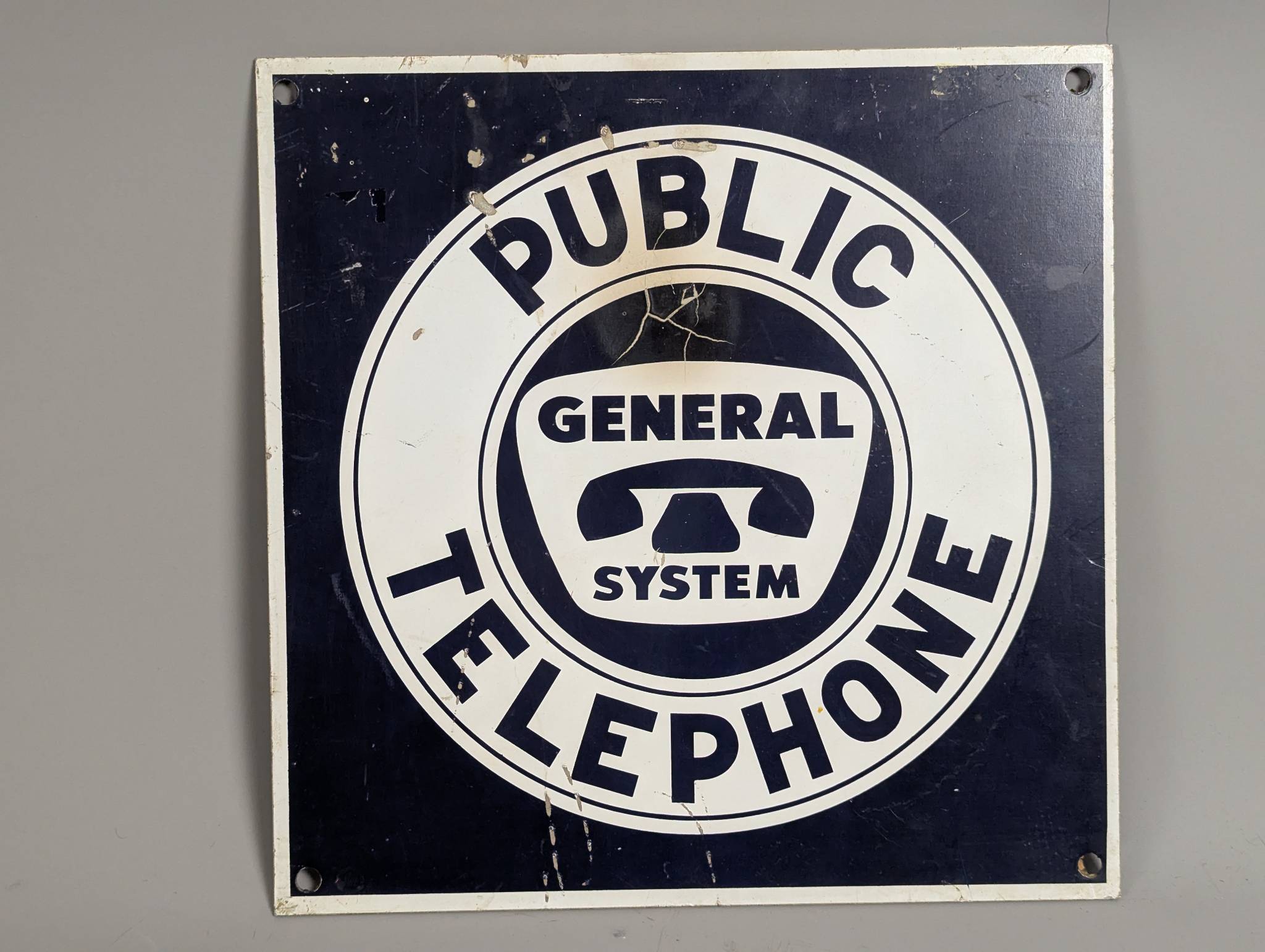 Vintage Double Sided General Telephone Public Telephone Sign