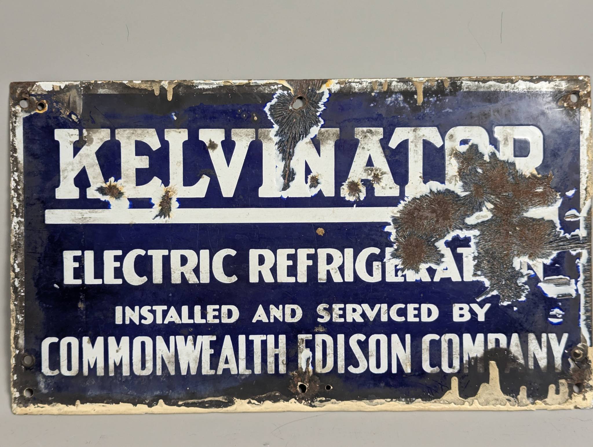 Kelvinator Electric Refrigerator Porcelain Sign Comed
