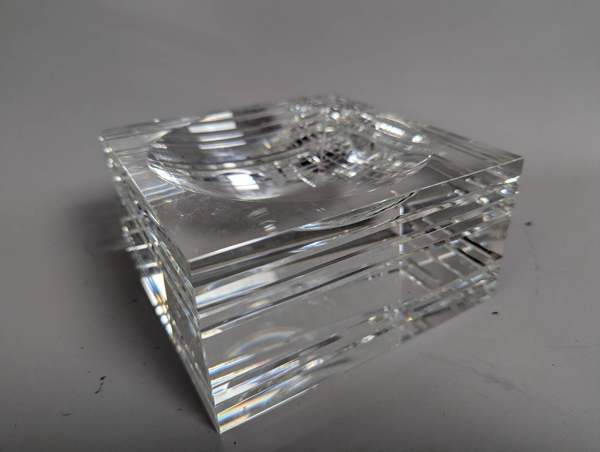 Veritas Glass Diamond Etched Convex Bowl