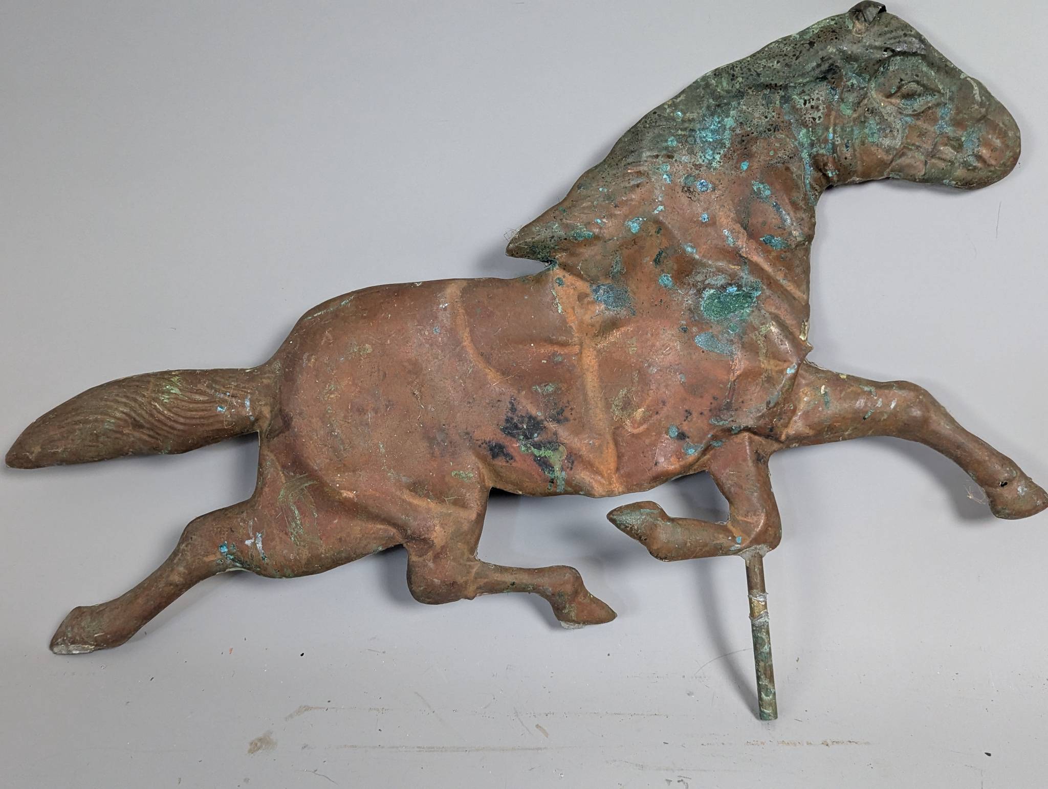 Antique Running Horse Copper and Zinc Weathervane with Natural Patina