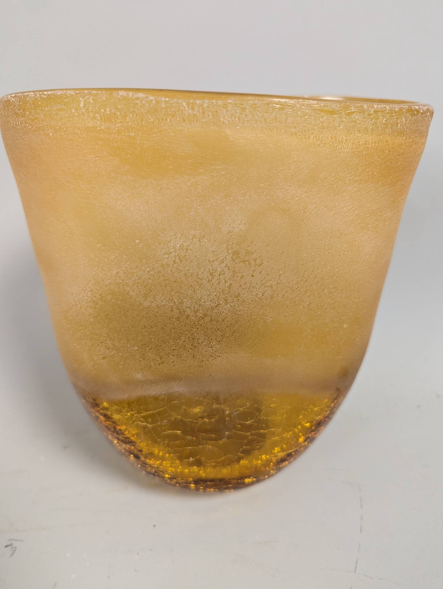 Amber Crackle and Frosted Art Glass Vase