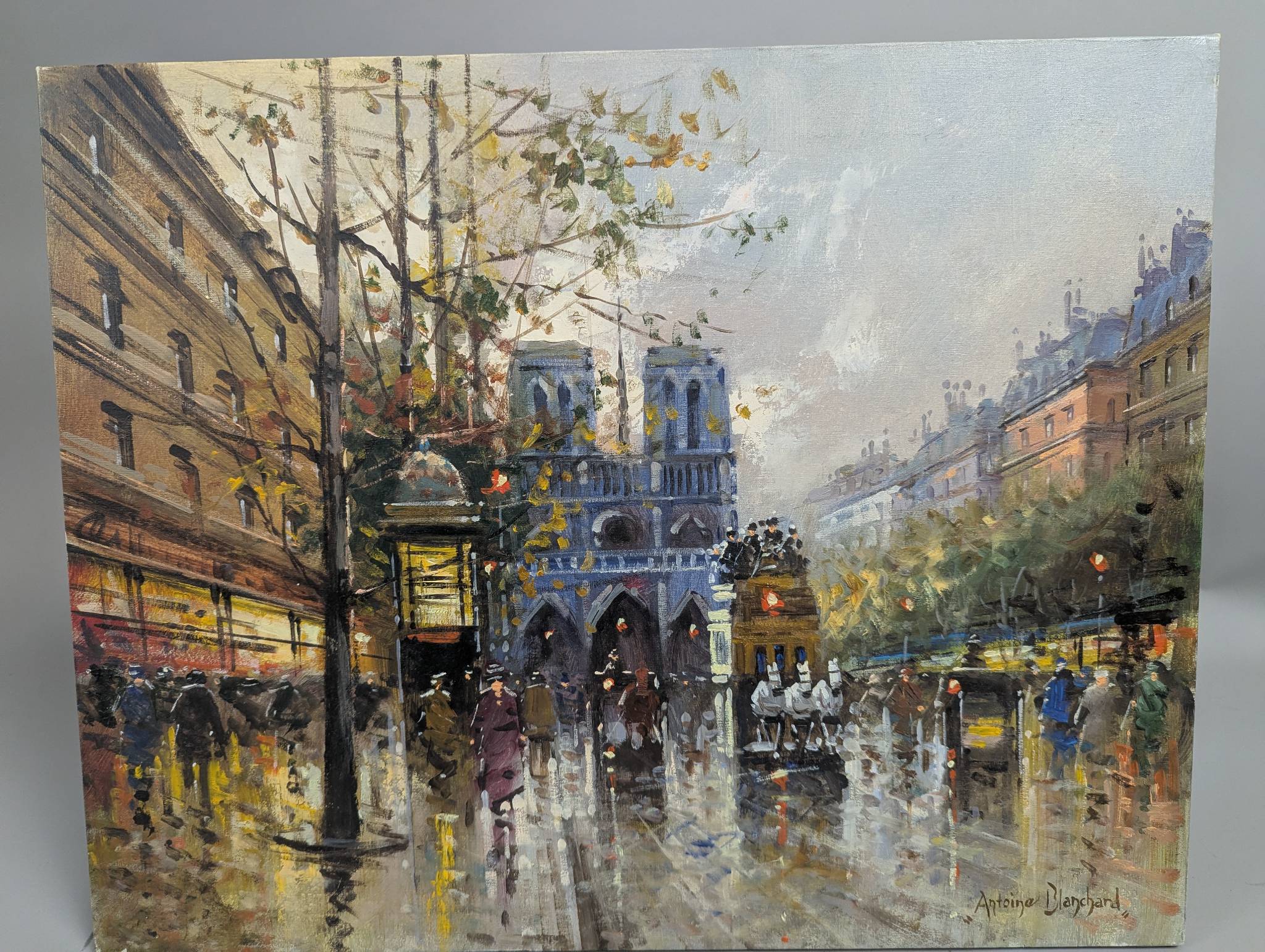 Oil on Canvas Painting of Notre Dame by Antoine Blanchard