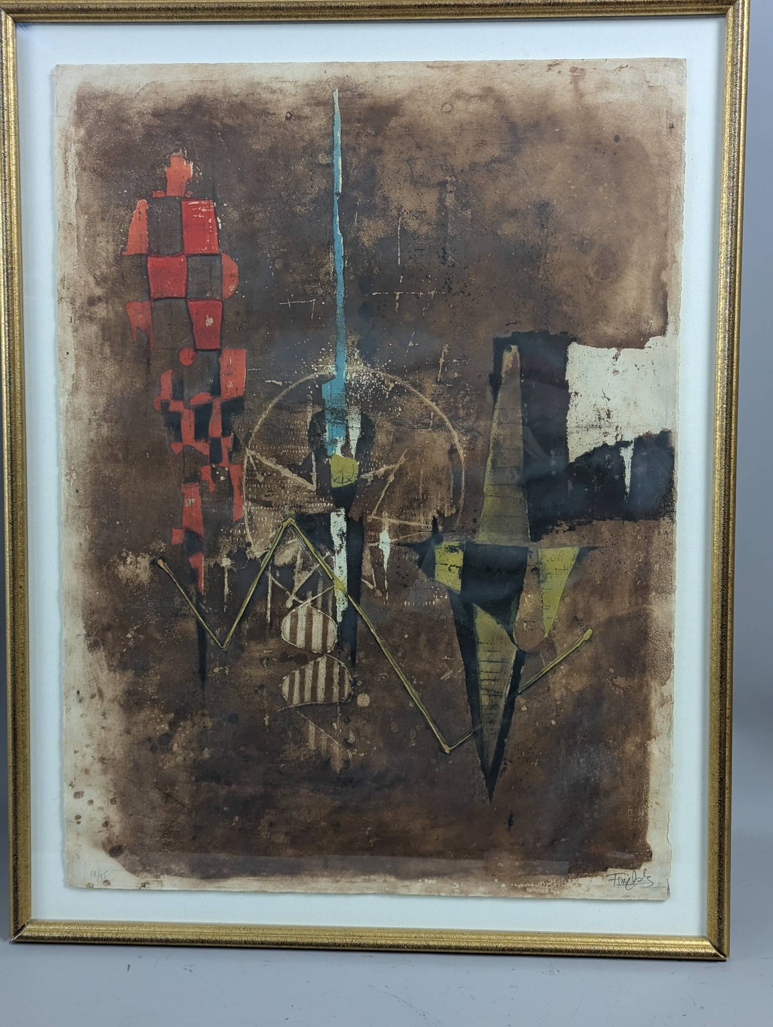 Abstract Aquatint Etching by Johnny Friedlaender, Signed and Numbered